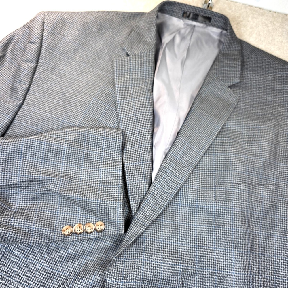 Lauren Ralph Lauren Blazer Mens 52L Gray Houndstooth Wool Blend Single Breasted